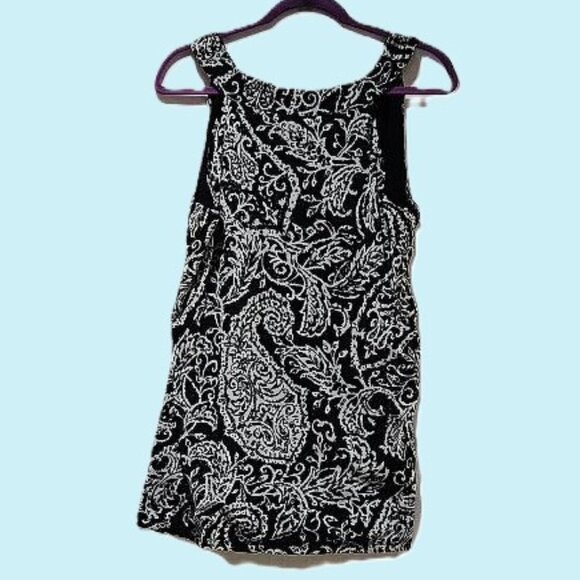 Y2K VINTAGE RETRO INC BLACK WHITE MESH PAISLEY RHINESTONE TANK TOP 1x - Picture 5 of 5